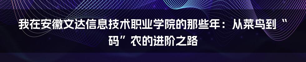 我在安徽文达信息技术职业学院的那些年:从菜鸟到“码”农的进阶之路