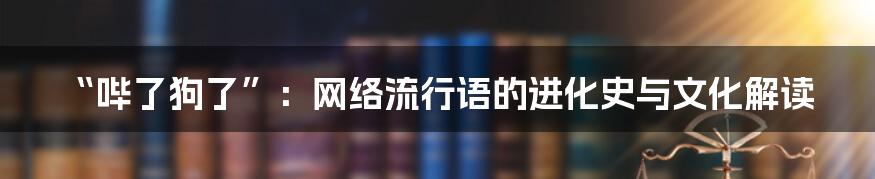“哔了狗了”：网络流行语的进化史与文化解读