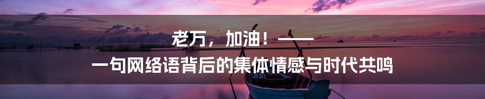 老万，加油！—— 一句网络语背后的集体情感与时代共鸣