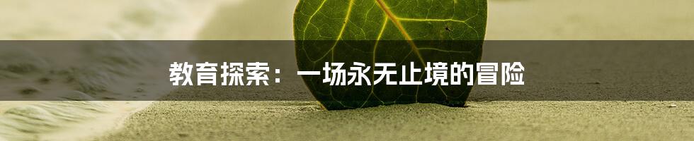 教育探索：一场永无止境的冒险