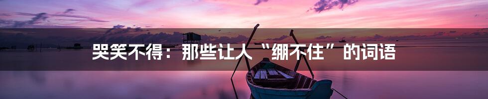 哭笑不得:那些让人“绷不住”的词语