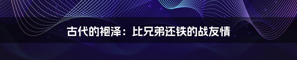 古代的袍泽：比兄弟还铁的战友情