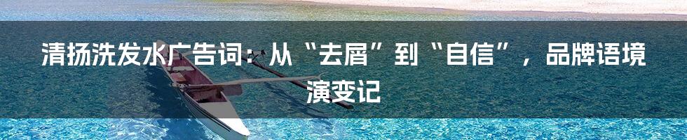清扬洗发水广告词:从“去屑”到“自信”,品牌语境演变记