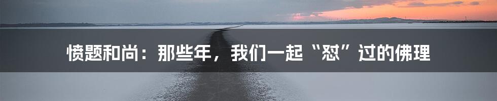 愤题和尚：那些年，我们一起“怼”过的佛理