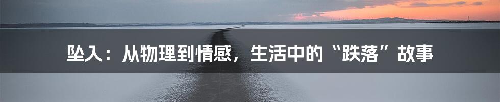 坠入：从物理到情感，生活中的“跌落”故事