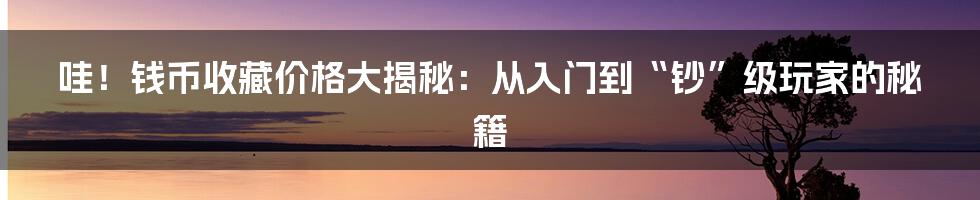 哇!钱币收藏价格大揭秘:从入门到“钞”级玩家的秘籍