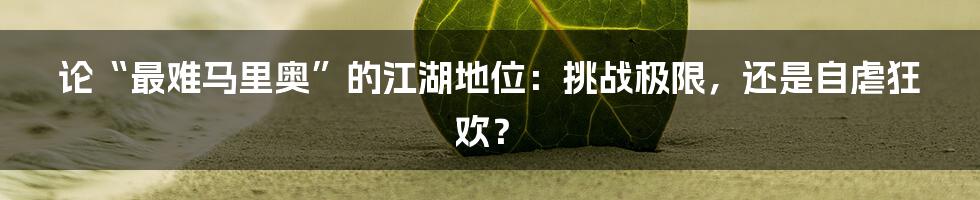 论“最难马里奥”的江湖地位：挑战极限，还是自虐狂欢？
