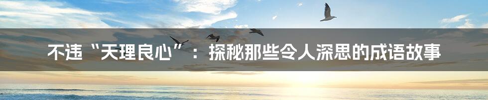不违“天理良心”：探秘那些令人深思的成语故事