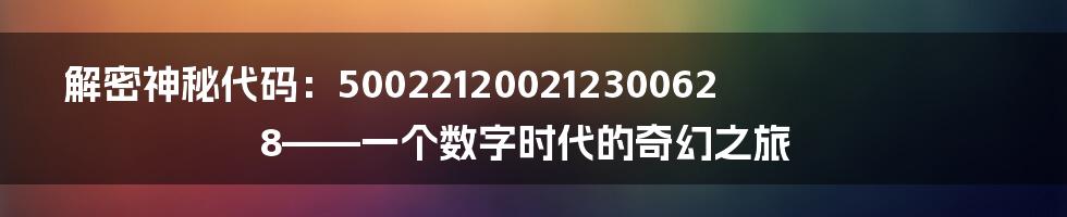 解密神秘代码：500221200212300628——一个数字时代的奇幻之旅