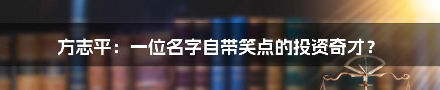 方志平:一位名字自带笑点的投资奇才?