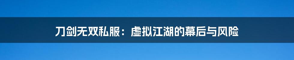 刀剑无双私服:虚拟江湖的幕后与风险