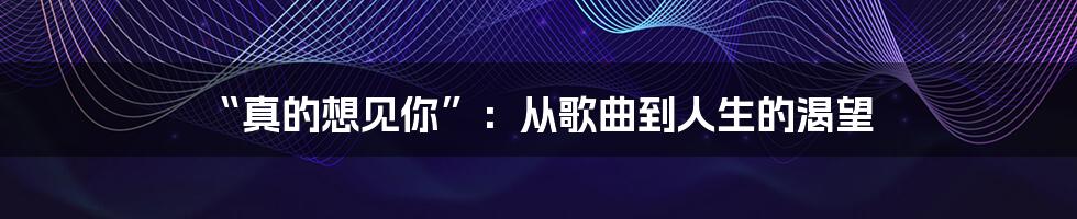 “真的想见你”：从歌曲到人生的渴望