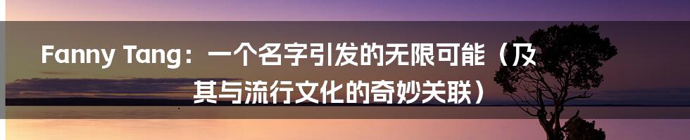 Fanny Tang：一个名字引发的无限可能（及其与流行文化的奇妙关联）