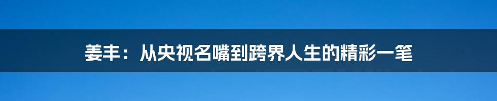 姜丰:从央视名嘴到跨界人生的精彩一笔