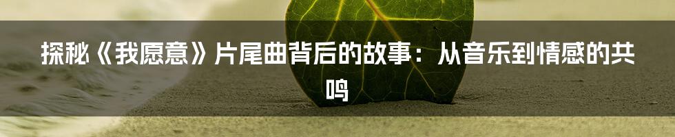 探秘《我愿意》片尾曲背后的故事：从音乐到情感的共鸣