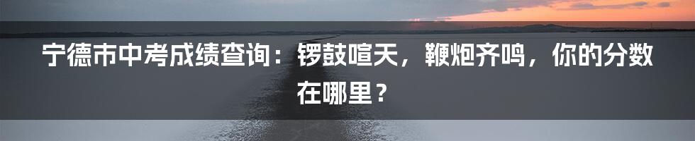 宁德市中考成绩查询：锣鼓喧天，鞭炮齐鸣，你的分数在哪里？