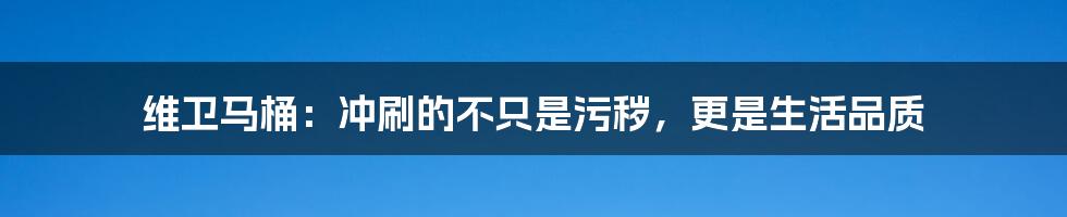 维卫马桶:冲刷的不只是污秽,更是生活品质