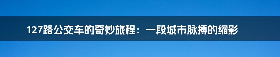 127路公交车的奇妙旅程：一段城市脉搏的缩影