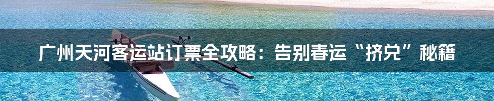 广州天河客运站订票全攻略：告别春运“挤兑”秘籍