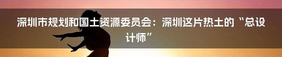 深圳市规划和国土资源委员会:深圳这片热土的“总设计师”