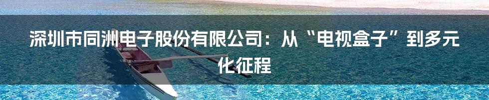 深圳市同洲电子股份有限公司：从“电视盒子”到多元化征程