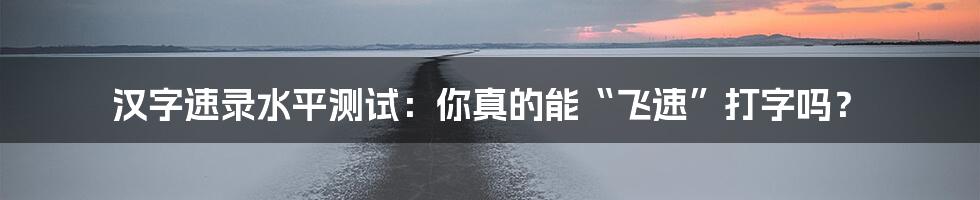 汉字速录水平测试:你真的能“飞速”打字吗?