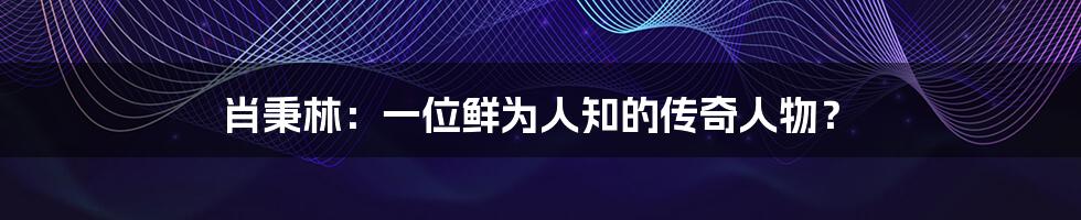 肖秉林：一位鲜为人知的传奇人物？