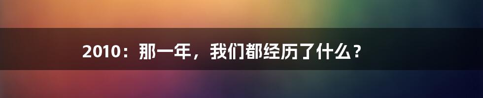 2010:那一年,我们都经历了什么?