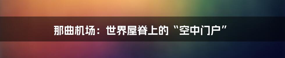 那曲机场：世界屋脊上的“空中门户”