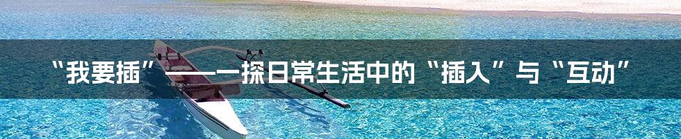“我要插”——一探日常生活中的“插入”与“互动”