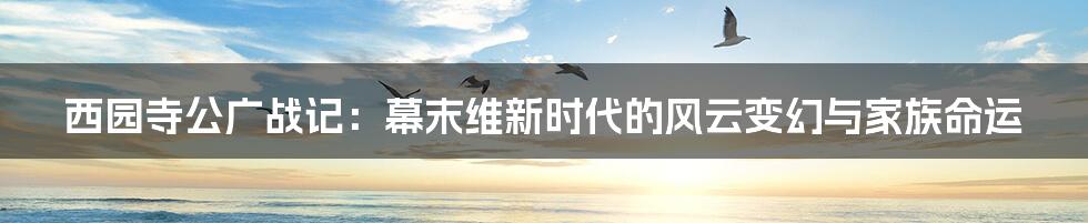 西园寺公广战记：幕末维新时代的风云变幻与家族命运