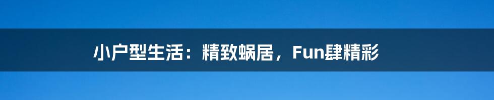 小户型生活：精致蜗居，Fun肆精彩