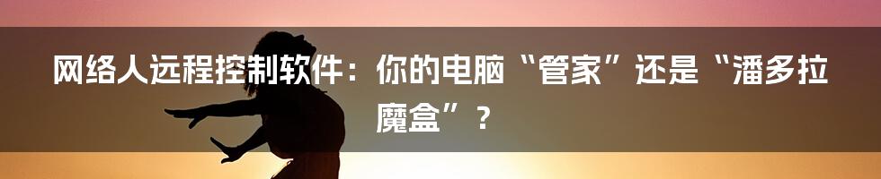 网络人远程控制软件:你的电脑“管家”还是“潘多拉魔盒”?