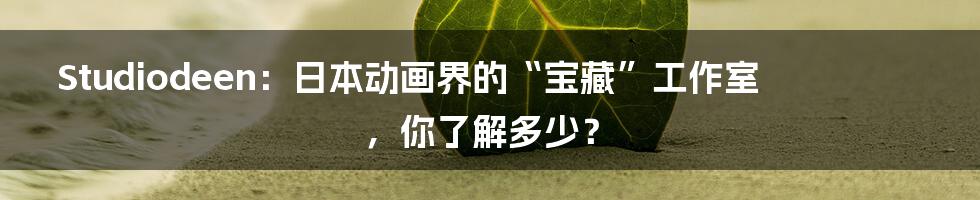 Studiodeen:日本动画界的“宝藏”工作室,你了解多少?
