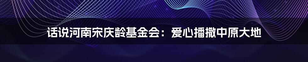 话说河南宋庆龄基金会：爱心播撒中原大地