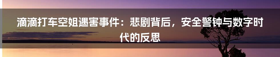 滴滴打车空姐遇害事件:悲剧背后,安全警钟与数字时代的反思