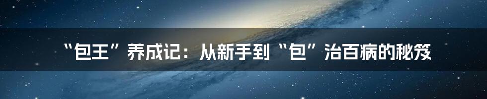 “包王”养成记：从新手到“包”治百病的秘笈