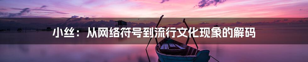 小丝:从网络符号到流行文化现象的解码