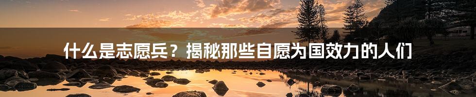 什么是志愿兵？揭秘那些自愿为国效力的人们
