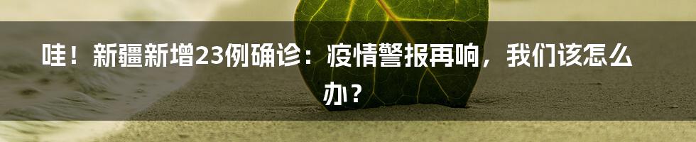 哇！新疆新增23例确诊：疫情警报再响，我们该怎么办？