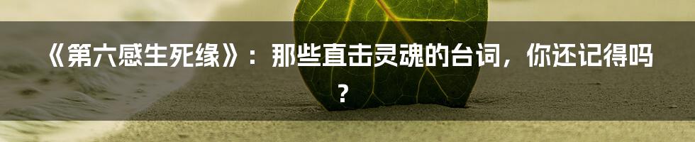 《第六感生死缘》:那些直击灵魂的台词,你还记得吗?