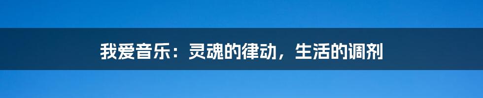 我爱音乐：灵魂的律动，生活的调剂