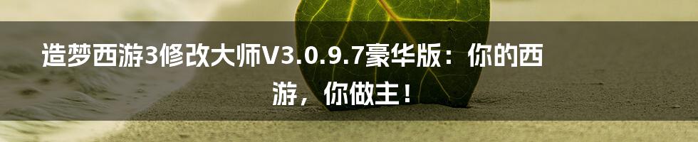 造梦西游3修改大师V3.0.9.7豪华版:你的西游,你做主!