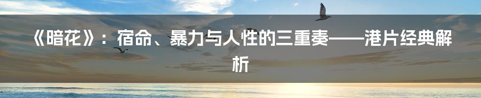 《暗花》:宿命、暴力与人性的三重奏——港片经典解析
