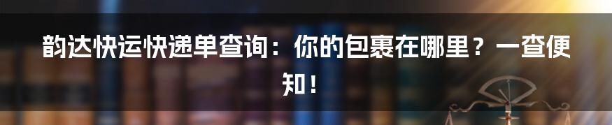 韵达快运快递单查询:你的包裹在哪里?一查便知!