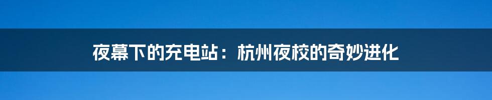 夜幕下的充电站:杭州夜校的奇妙进化
