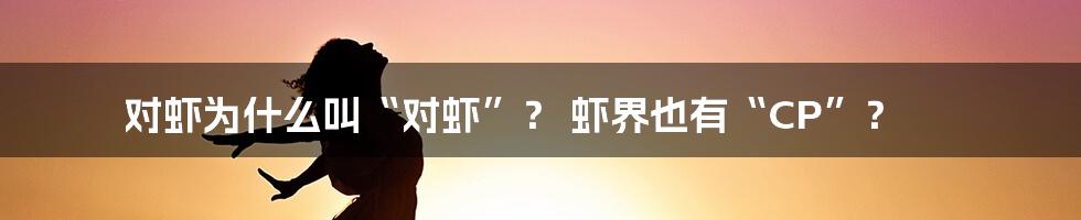 对虾为什么叫“对虾”? 虾界也有“CP”?