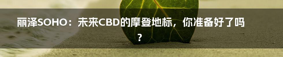 丽泽SOHO：未来CBD的摩登地标，你准备好了吗？