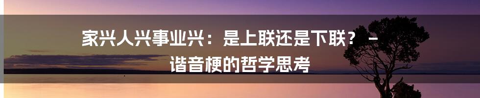 家兴人兴事业兴：是上联还是下联？ – 谐音梗的哲学思考
