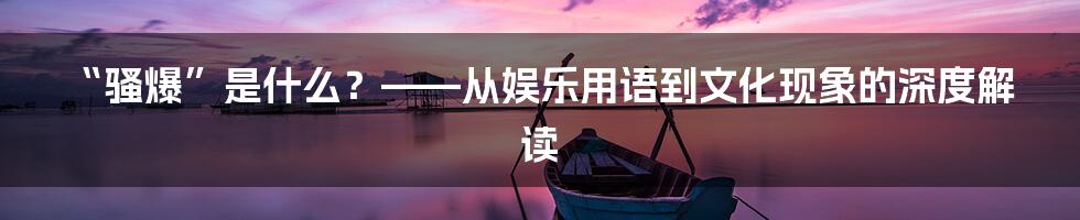 “骚爆”是什么？——从娱乐用语到文化现象的深度解读